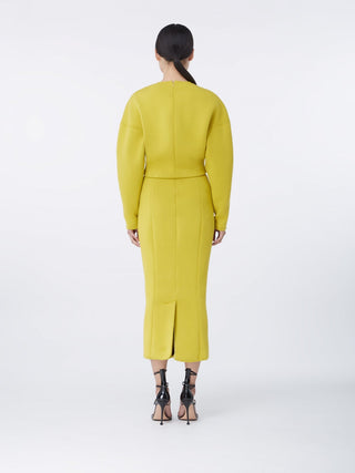 "Citron Elegance Knit Midi Skirt"