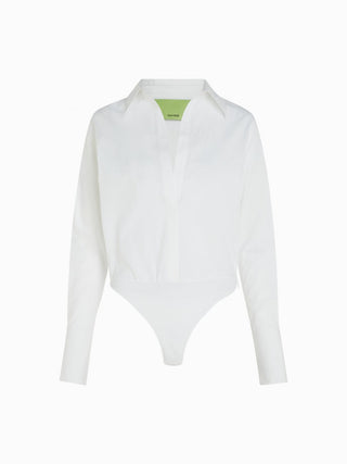 White Tailored Bodysuit Shirt