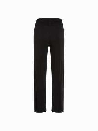 Elegant Black Draped Wide-Leg Trousers