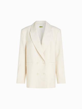 Cream Double-Breasted Oversized Blazer