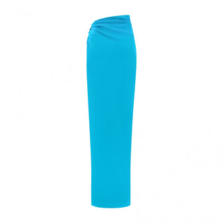 Aqua Asymmetric Drape Maxi Skirt