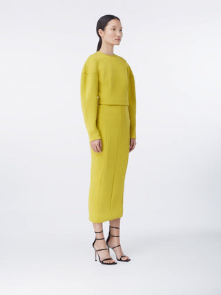 "Citron Elegance Knit Midi Skirt"