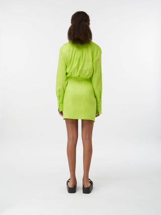 Lime Green Draped Wrap Mini Dress